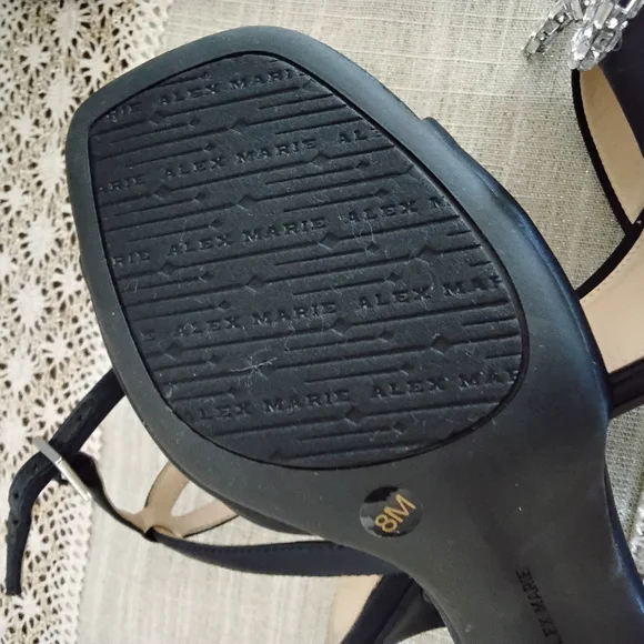 NEW AND NEVER BEEN WORN!! Alex Marie Black Strappy Sandals with Silver Accents - Picture 8 of 8